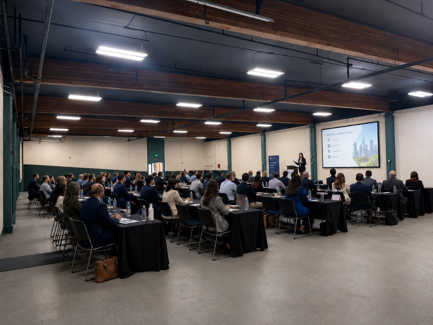 Conference presentation setup at The Avenue Event Center
