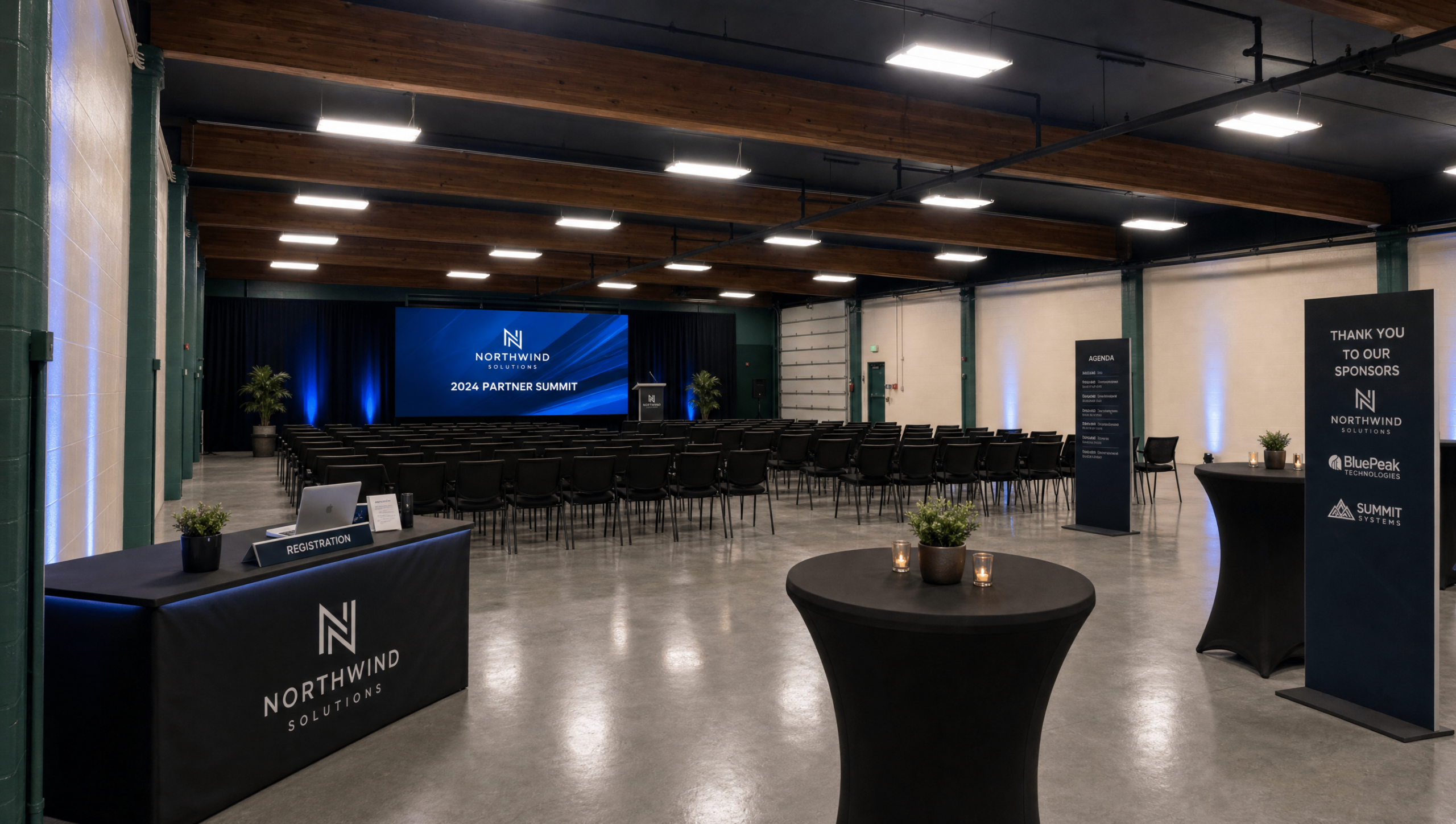 Corporate event setup at The Avenue Event Center
